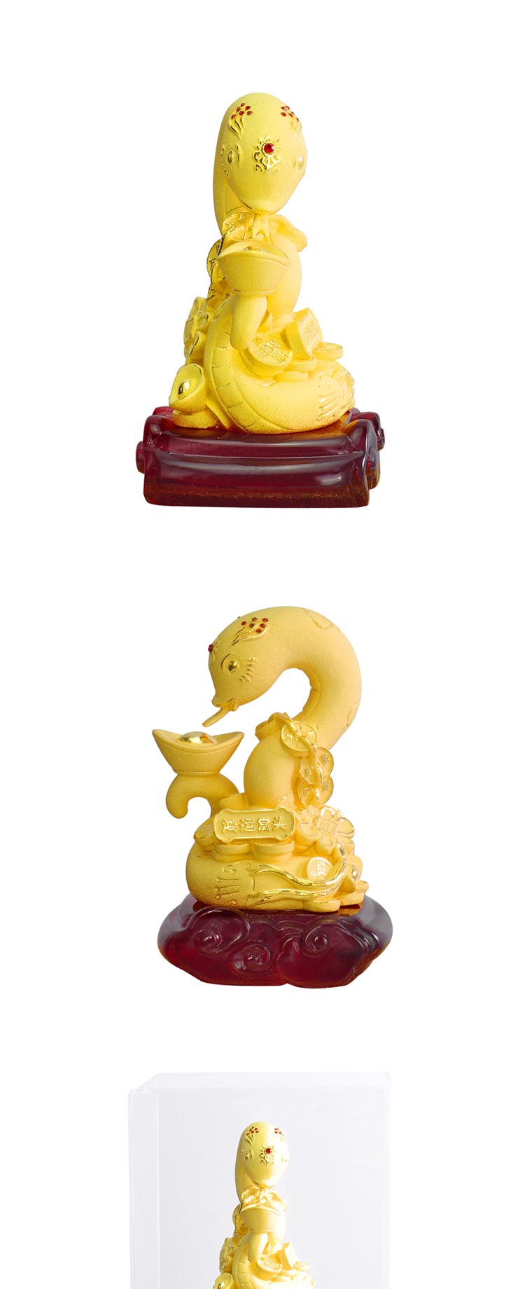 梦克拉 足金铸金蛇年生肖蛇摆件 鸿运当头