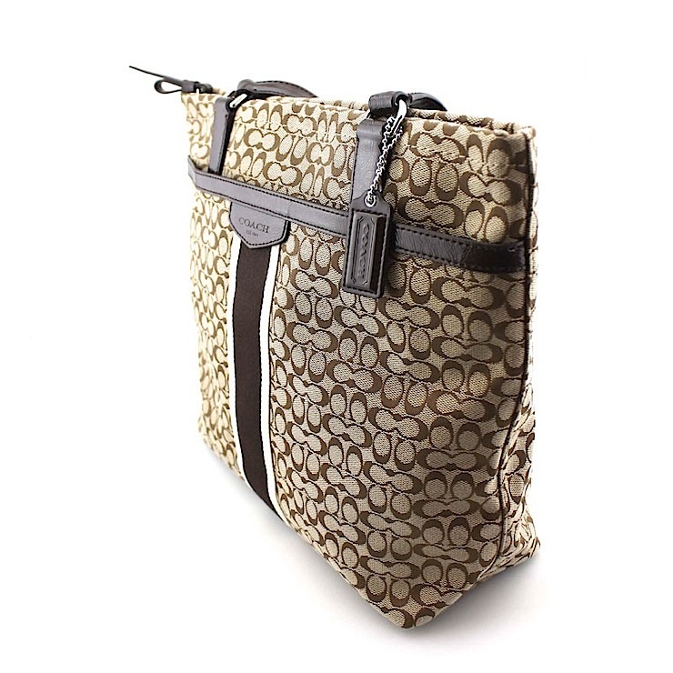 coach 蔻驰 女士织物经典logo手提肩背包 27008 卡其棕色