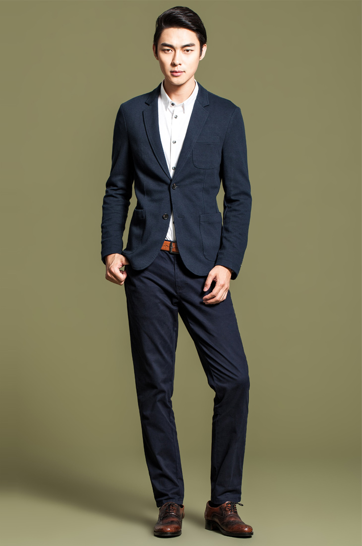 jackjones杰克琼斯商务休闲两粒扣男士修身西装b|213308007 藏蓝色