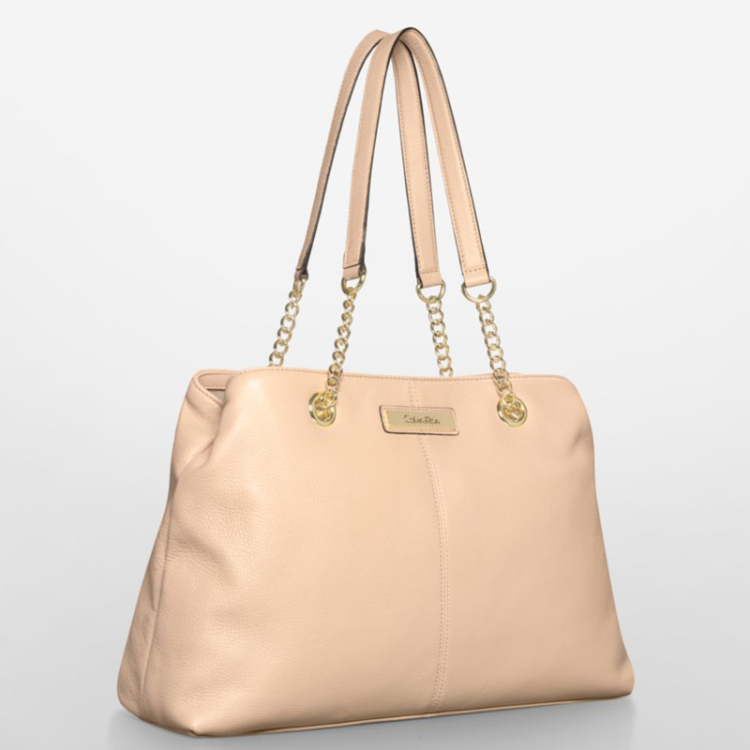 美国直邮 calvin klein卡文克莱 新品女士真皮单肩手提包 白色