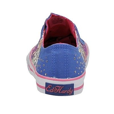 ed hardy 埃德·哈迪 女士图案平跟休闲鞋 us码 蓝色 5