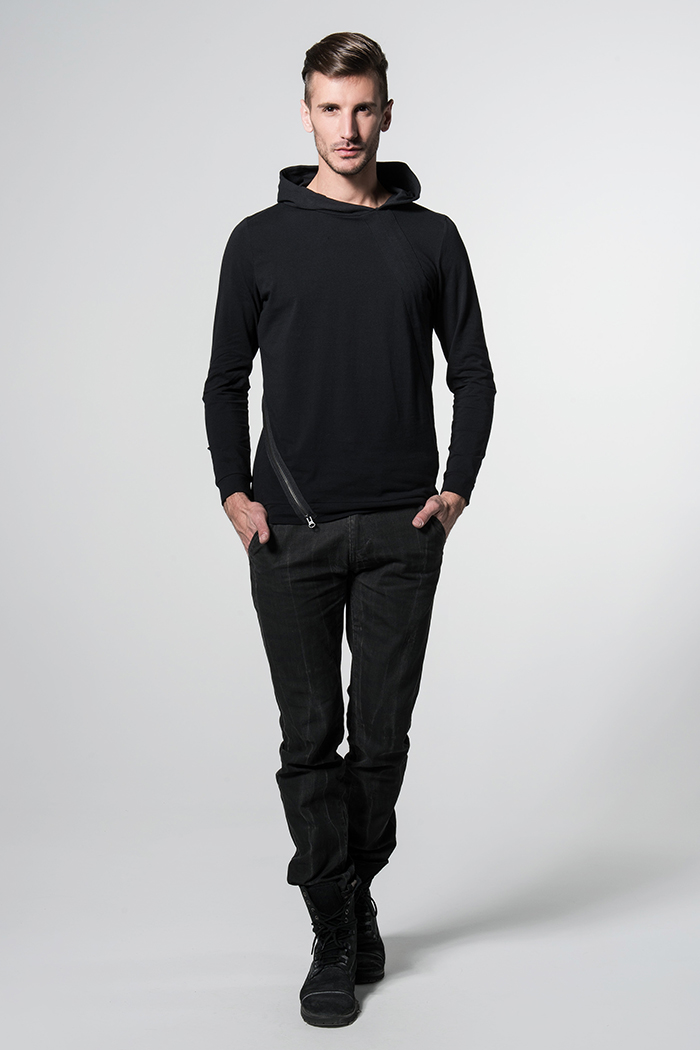 圣迪奥 sdeerhe 男装春休闲时尚弹力单卫衣3170277 黑色/91 s