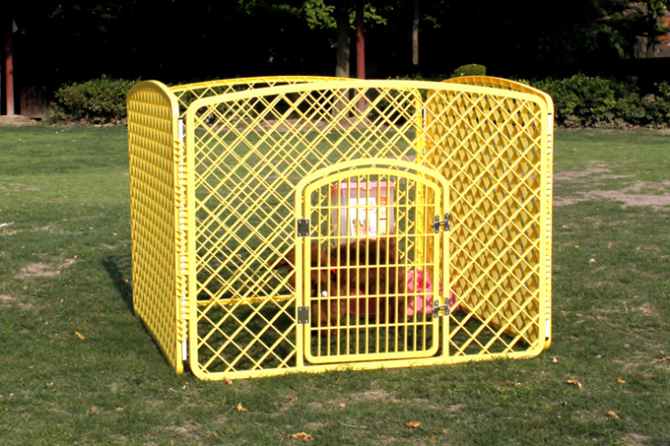 捣蛋鬼 质量超好 大号狗栅栏门 狗围栏 隔离安全狗笼子 防护门栏 黄色