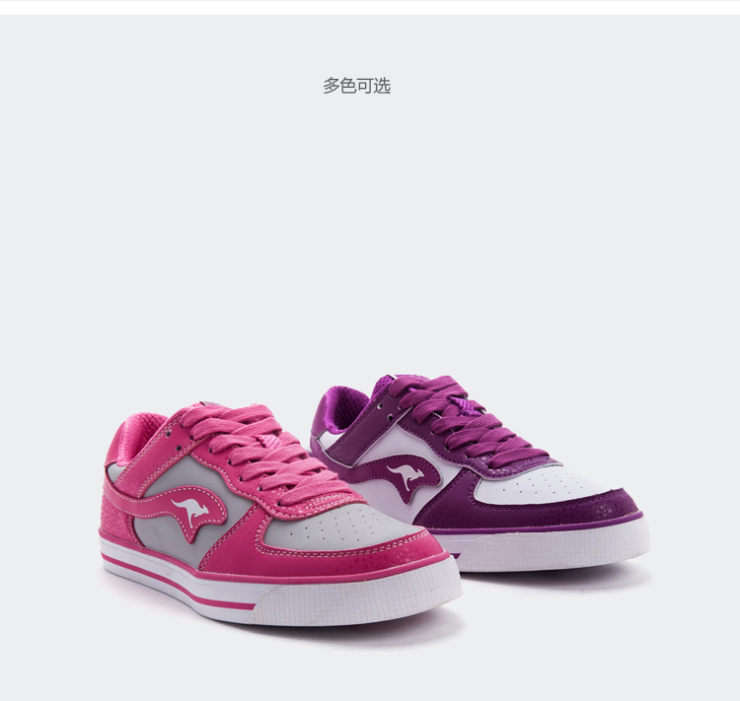 kangaroos/袋鼠 女士鞋子 女休闲运动牛皮 板鞋 玫红/浅灰 38