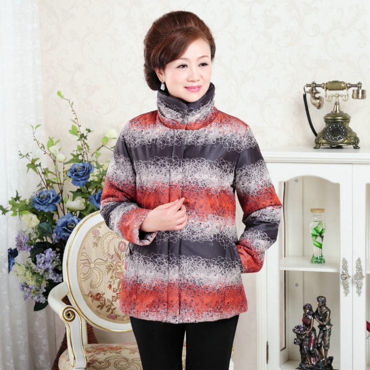 依美中老年女装冬装棉服中长款棉衣外套半开领加厚妈妈装11188 01 xxl