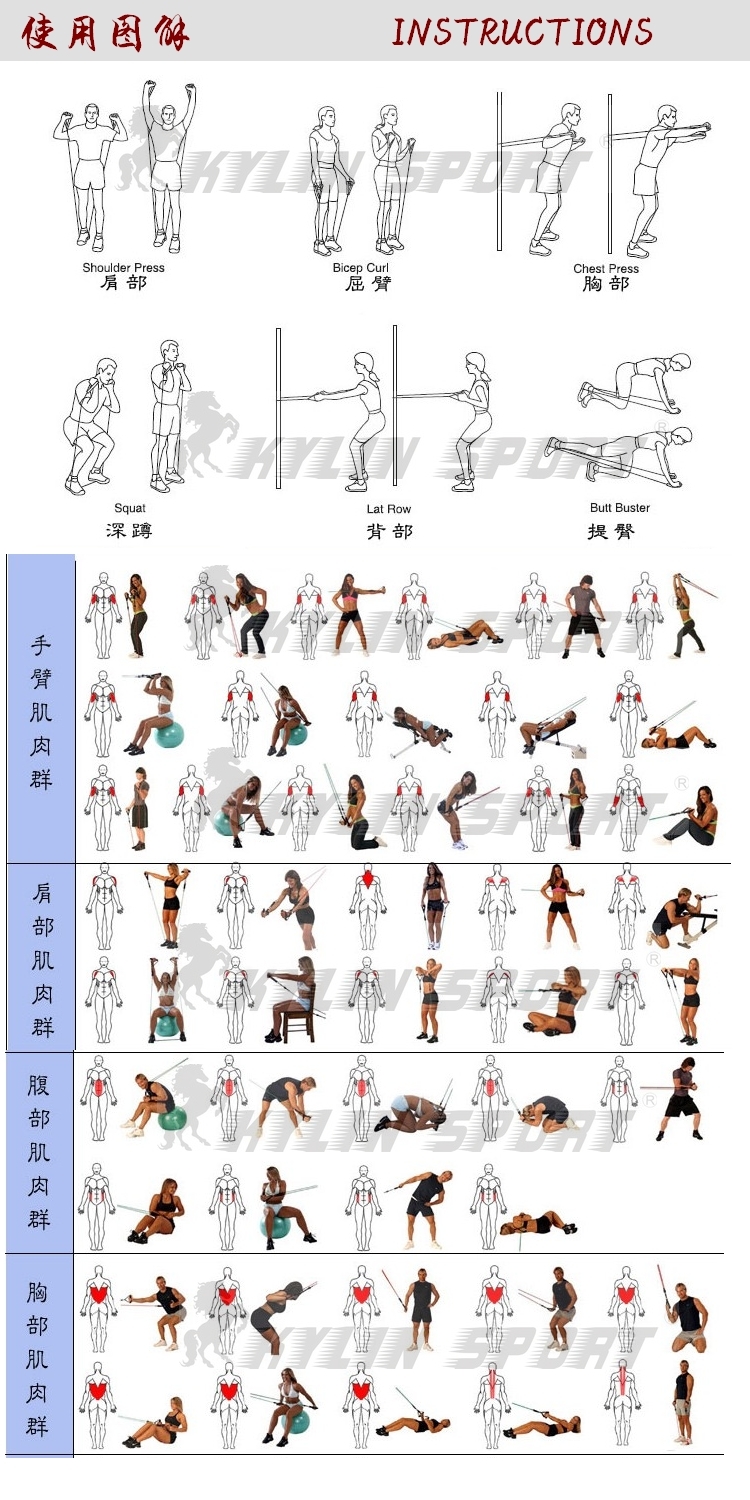 骐骏一字拉力器弹力绳运动训练辅助多功能拉力器健身器材练臂力皮筋