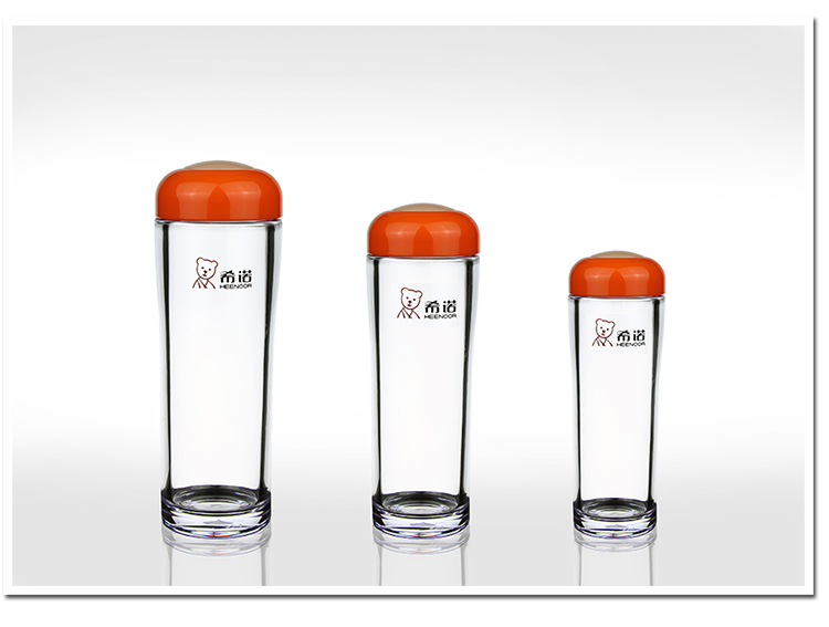 
                                                                                希诺（HEENOOR）塑料杯带盖创意便携水杯可爱学生户外运动透明杯子 黑色 330ML                
