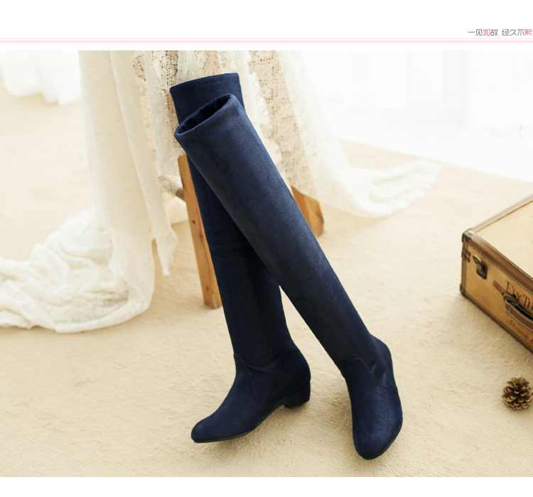 如熙2013新品韩版时尚内增高弹力靴女130204 黑色 37