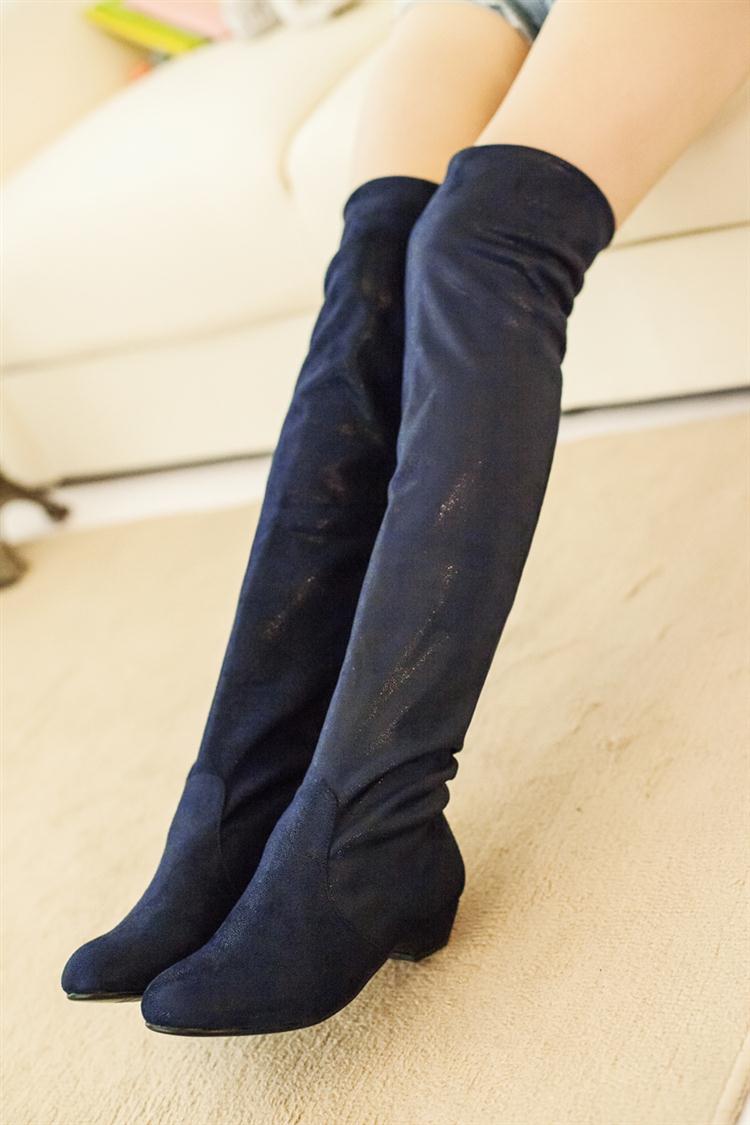 如熙2013新品韩版时尚内增高弹力靴女130204 黑色 37