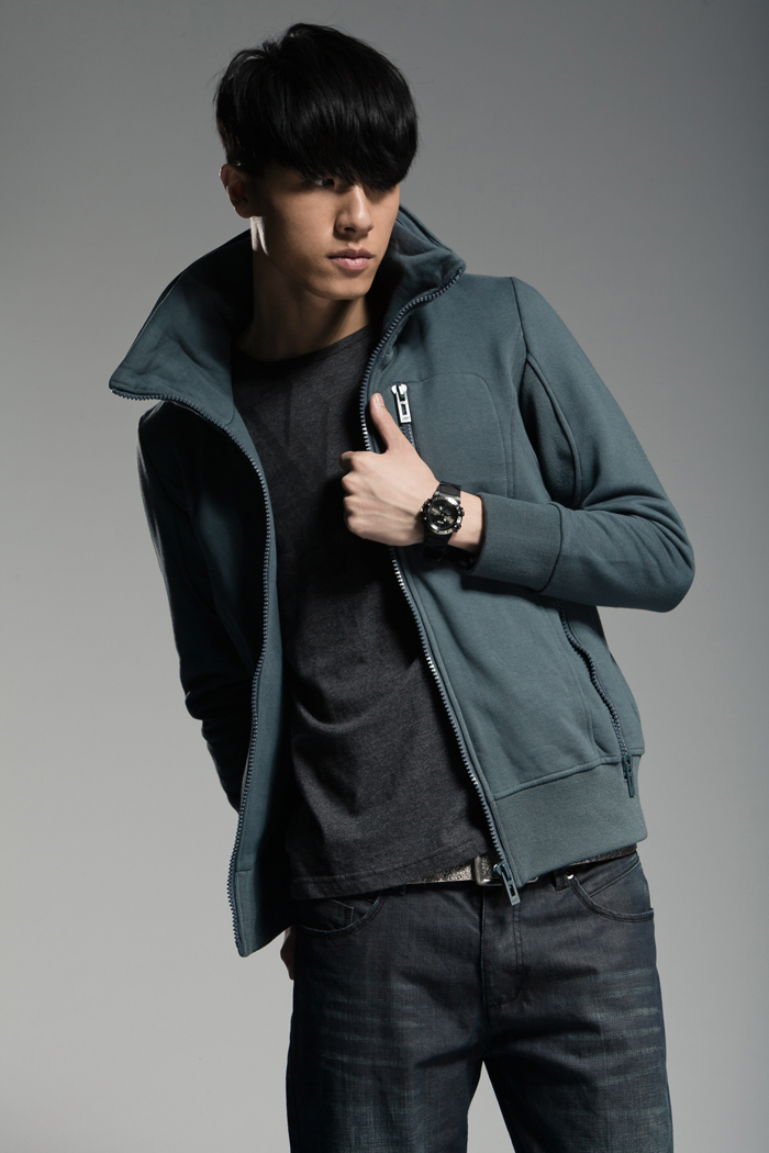 圣迪奥sdeer 男秋装冬休闲时尚卫衣蓝黑1472211 深灰/97 l(175/92a)