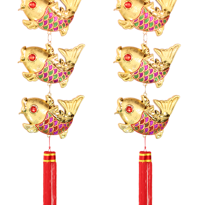 仕彩 元旦春节装饰礼品 新年挂饰 超大福字铜钱彩鱼串