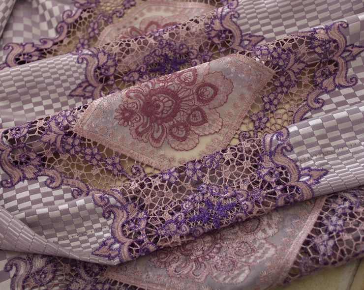 红山玉时尚简约绣花窗帘成品定制 客厅遮光/装饰窗帘纱帘窗帘布 紫色