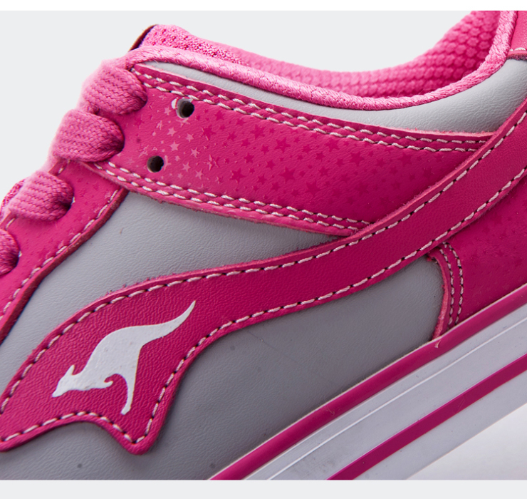 kangaroos/袋鼠 女士鞋子 女休闲运动牛皮 板鞋 玫红/浅灰 38