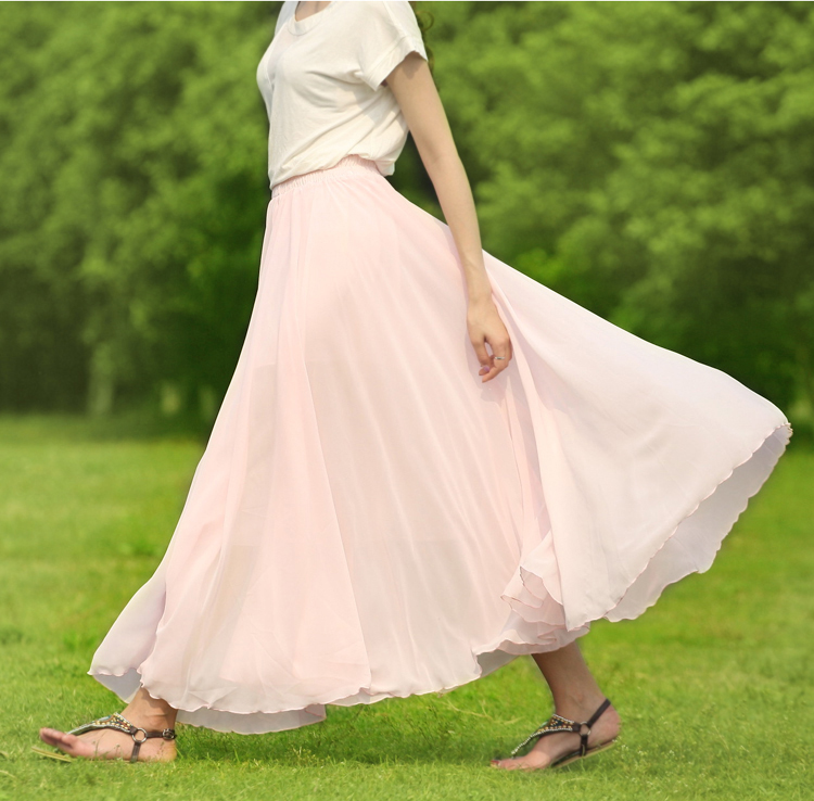 薇树2013新款包臀纱裙雪纺长裙半身裙 仙女裙波西米亚长裙 浅绿色 l