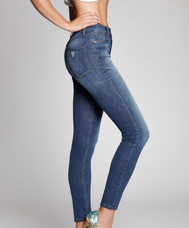 guess/盖尔斯 美国代购 女款牛仔裤 棉质 磨白 小脚 w41a40d0zu0