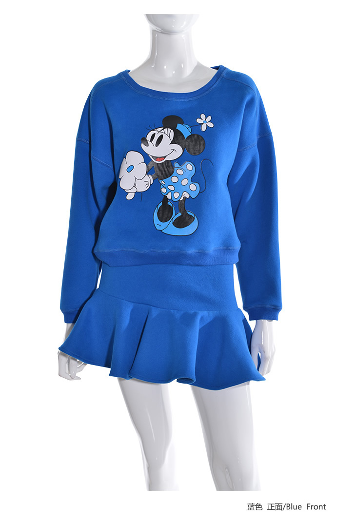 糖力2013秋冬新款女装 米奇卡通休闲运动百搭打底套头卫衣 蓝色米妮 l