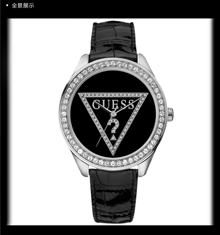 盖尔斯黑色经典倒三角图案女士手表 w65006l2