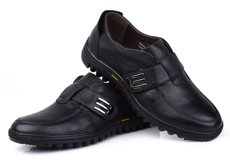 意尔康男鞋防滑橡胶休闲鞋真皮皮鞋低帮透气男单鞋潮 棕色 41