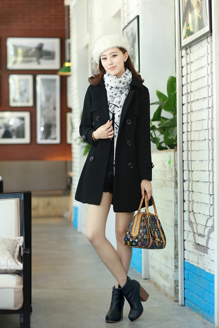 mailljor 秋冬女装时尚新款大牌大衣 2013气质中长款修身外套大衣303