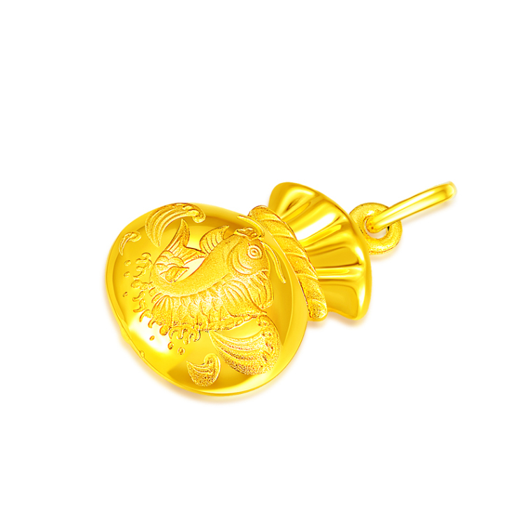 千禧之星 千足金黄金吊坠 24k金项坠福袋 年年有鱼 约3.18-3.19g