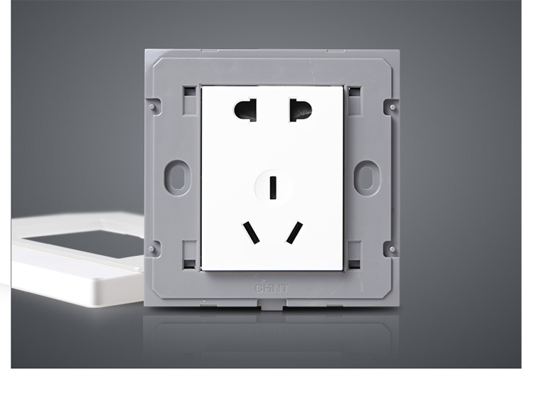 正泰电工 86型墙壁开关插座 new6x钢架磨砂白色 二孔音响插座