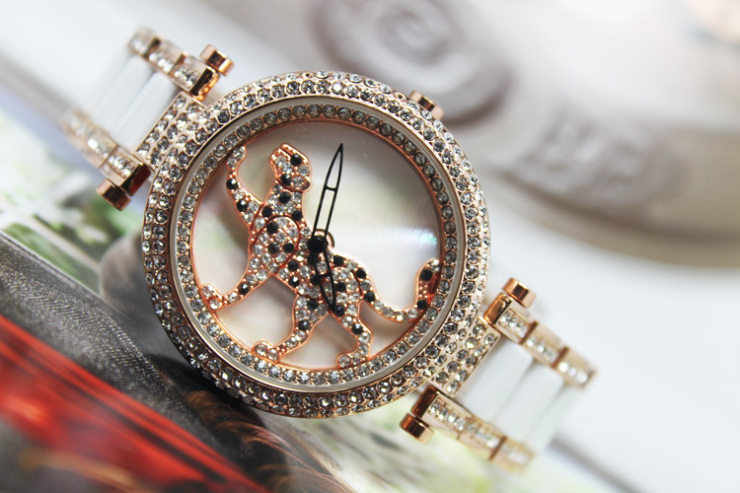 女表 蒙太奇(mottoes) 蒙太奇(mottoes)手表水钻石英表女表金钱豹陶瓷