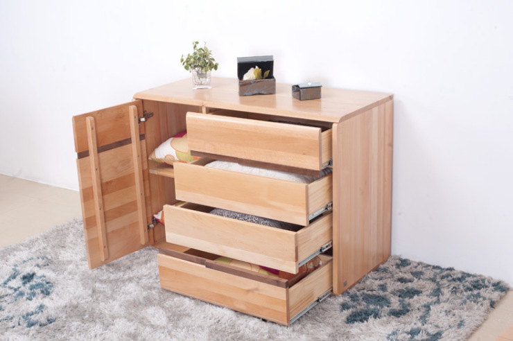 青岛一木家具 青韵qy02多用柜 原木色榉木多用途储物柜 餐边柜 多功能