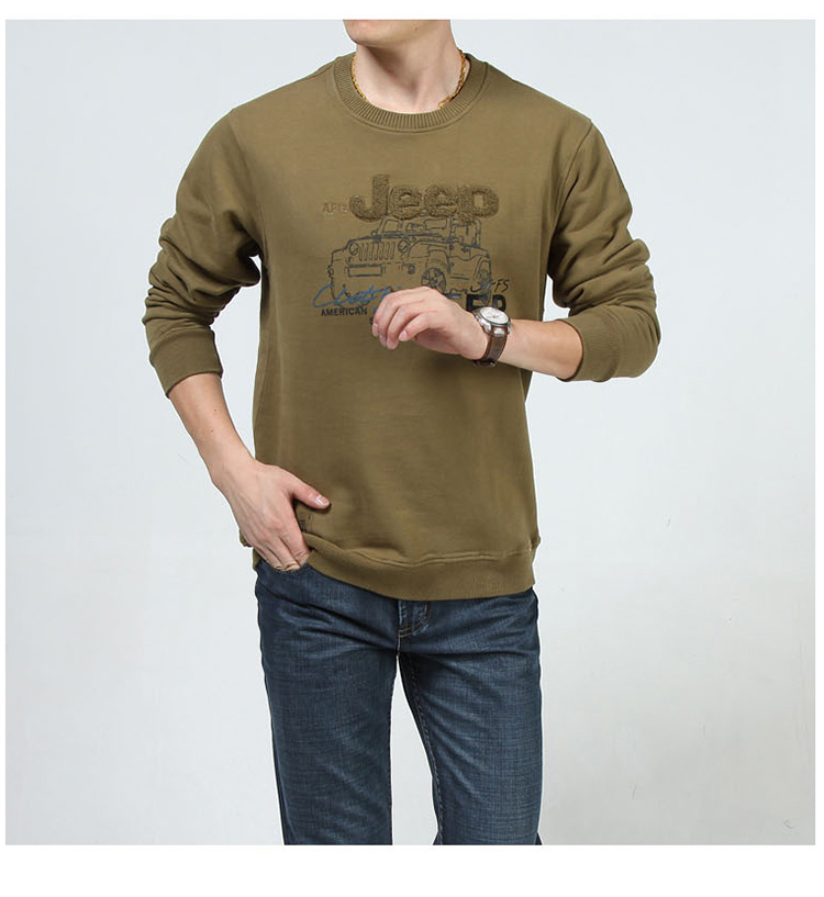 afs jeep战地吉普男士长袖t恤圆领纯棉高质刺绣长袖t恤 9362卡其 m