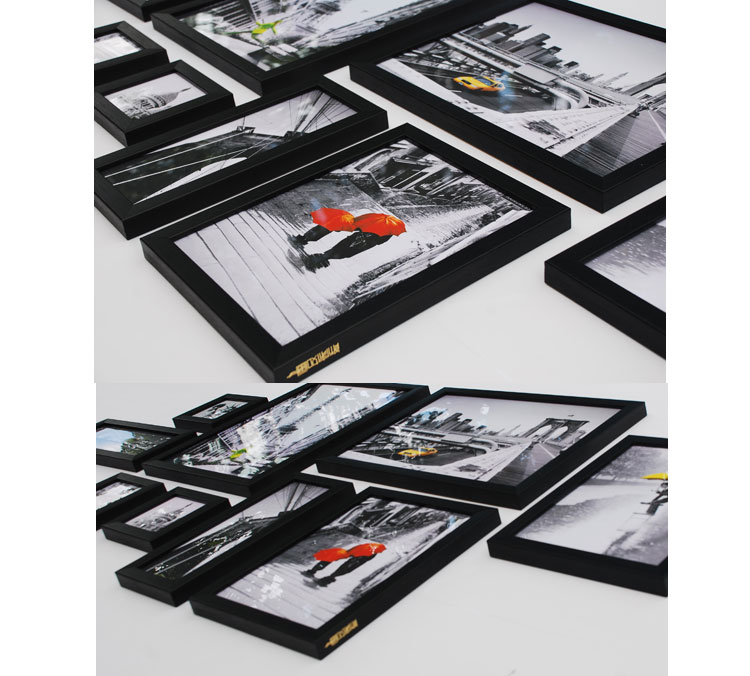 盛世壹品 黑白装饰画客厅照片墙组合挂画相框墙书房卧室壁画现代简约有框沙发背景墙风景画特价 E 多拼组合