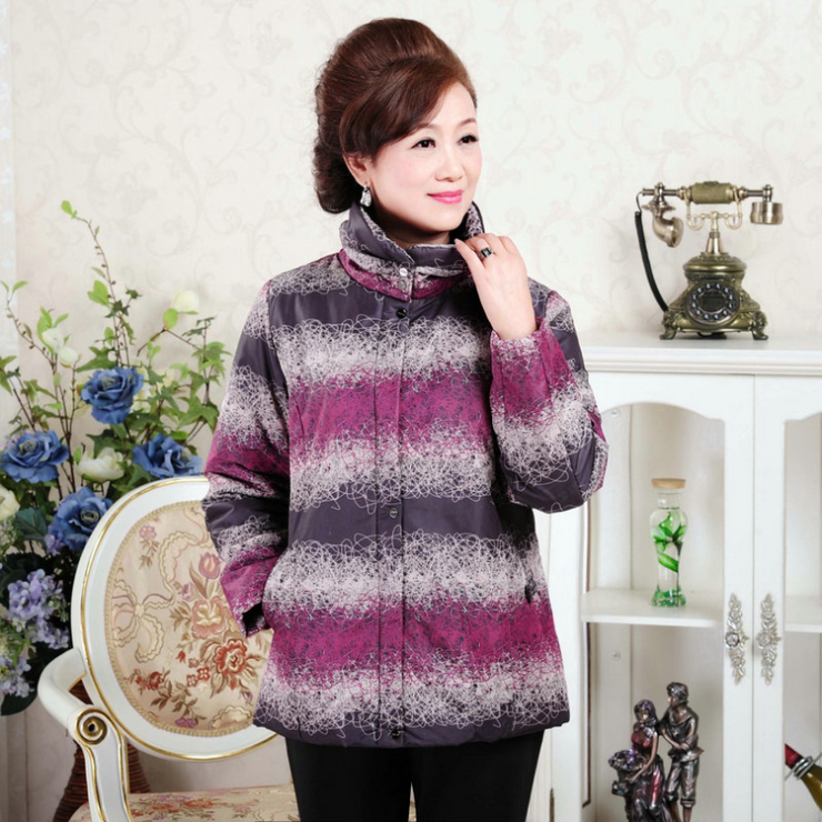 依美中老年女装冬装棉服中长款棉衣外套半开领加厚妈妈装11188 01