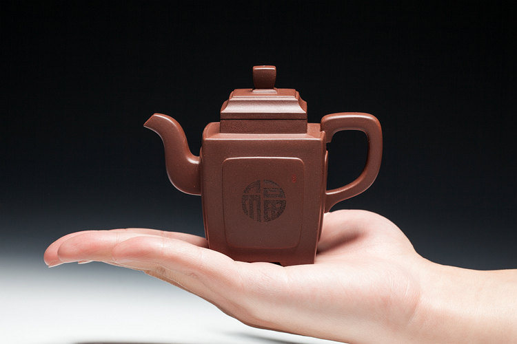 宜兴紫砂壶 周伟伟制 魁方壶1墨生刻绘 优质底槽青 210cc