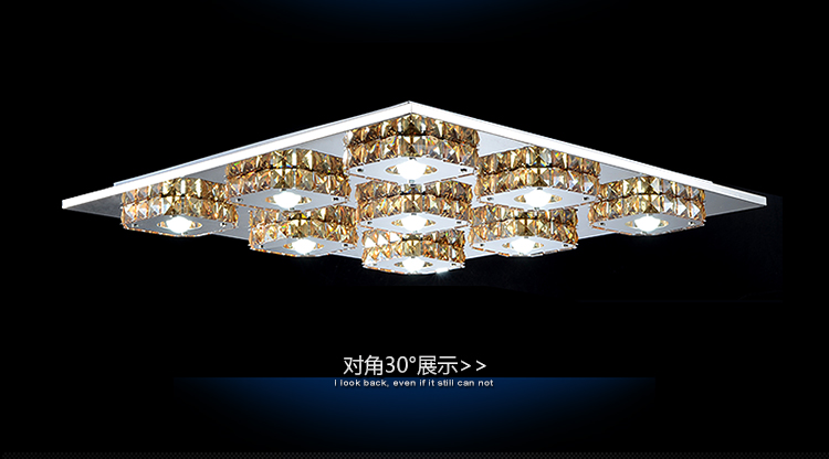 大气客厅长方形现代简约时尚led水晶灯卧室创意餐厅灯具饰吸顶灯MU1002 12头+3W白光LED