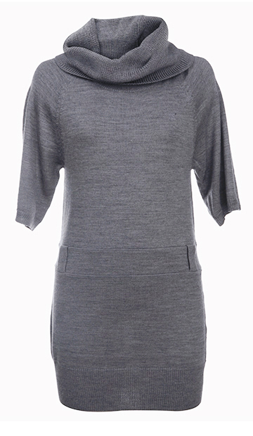 威丝曼 女装 堆领套头中袖宽松型毛衣 针织 连衣裙nd090018 玫红色 m