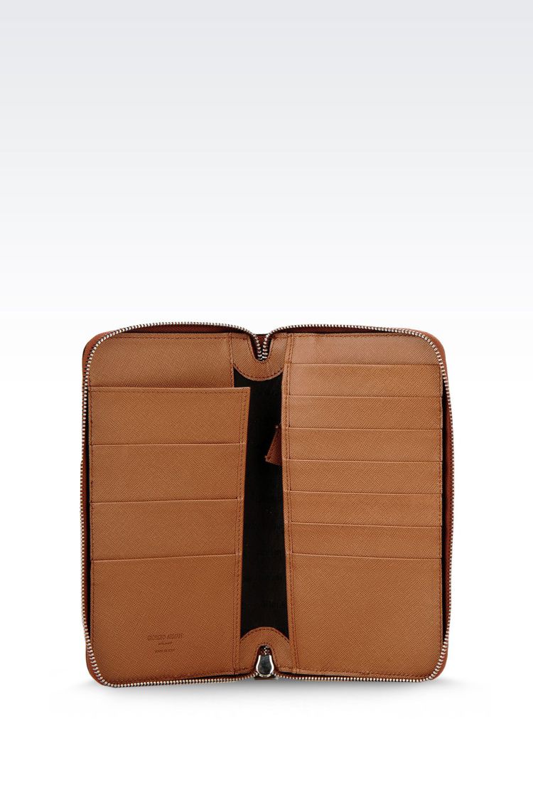 ga阿玛尼giorgio armani 代购 男款拉链真皮长款钱包46332360ri