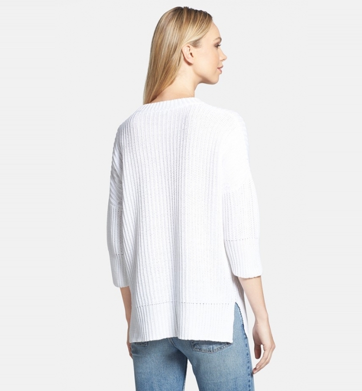 color : white  chunky linen-blend yarns add layer-ready airiness