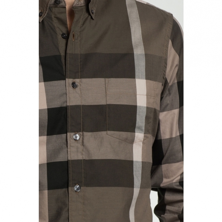 bold, oversize checks define a cool sportshirt cut from pure