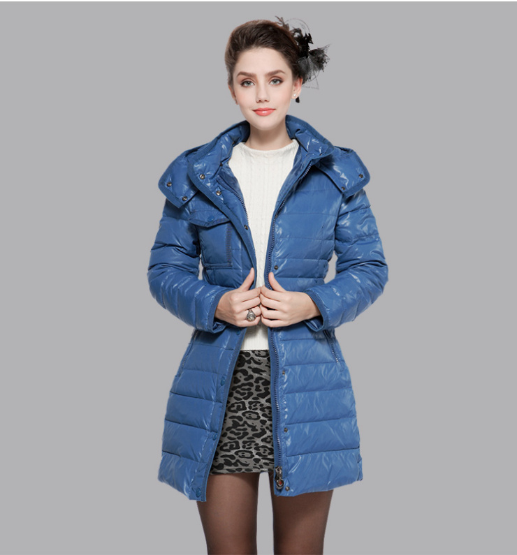 凯德申kadeson 中长款时尚修身保暖羽绒服 气质纯色羽绒外套女 k1280