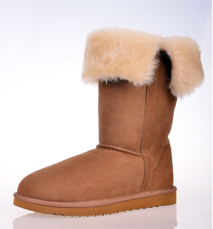 cozysteps经典真皮防水皮毛一体高筒雪地靴雪地鞋靴子棉鞋 栗色 39