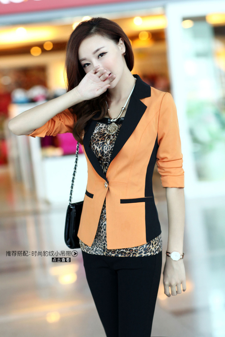 秋季新款 韩版休闲薄款百搭修身小西装西服时尚女士上衣外套331081 玫