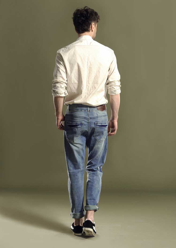 爱肯男士牛仔裤水洗浅色休闲长裤落裆韩版个性潮流小脚裤622301 29