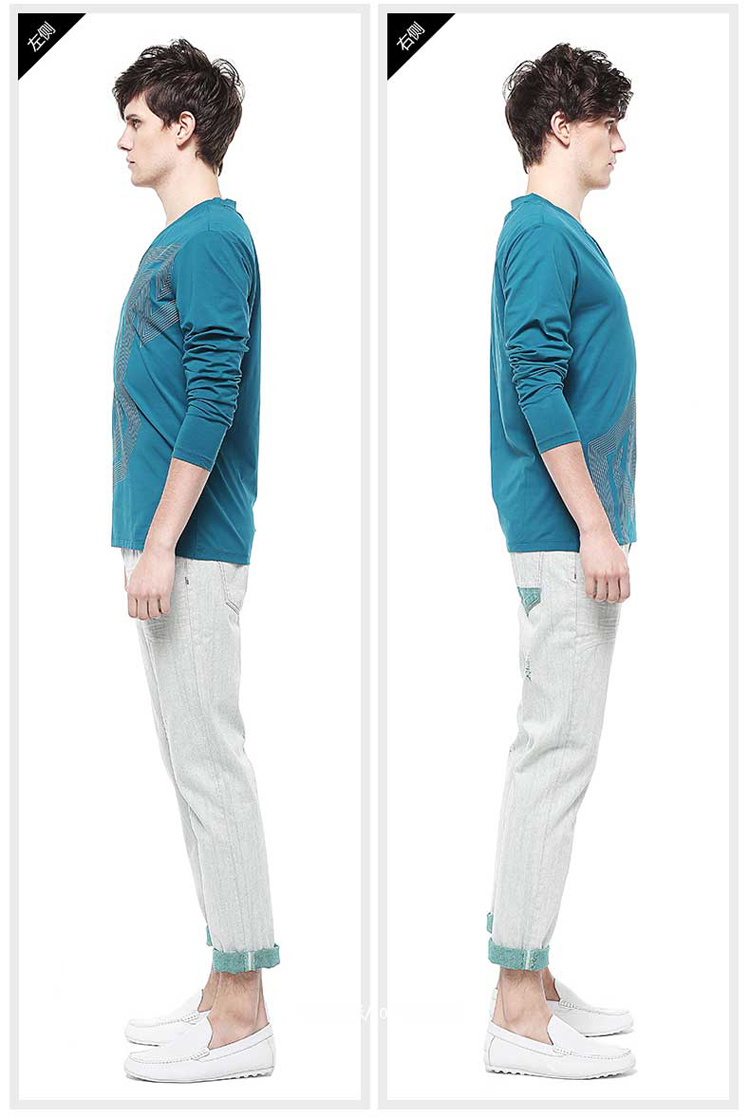 左岸zuoan2014春季新品 男士时尚v领长袖t恤 13102841 黑色 xl/180