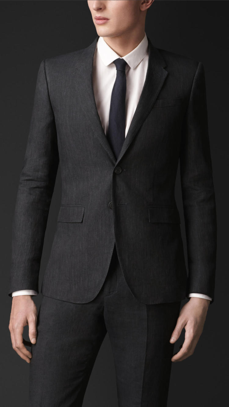 欧美代购2014新款巴宝莉burberry男款紧身亚麻西装外套45060131