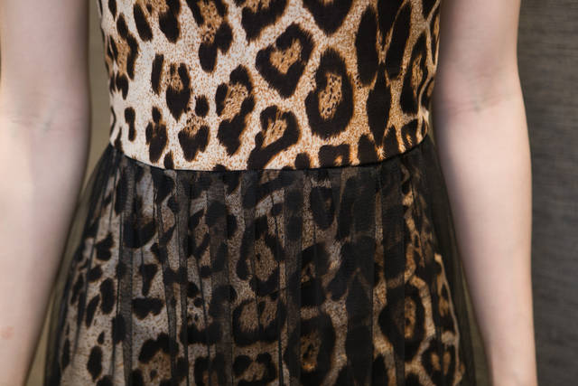 2014新款狂野豹纹裹胸拼接飘逸网洋装s209d30#5635 豹纹 l
