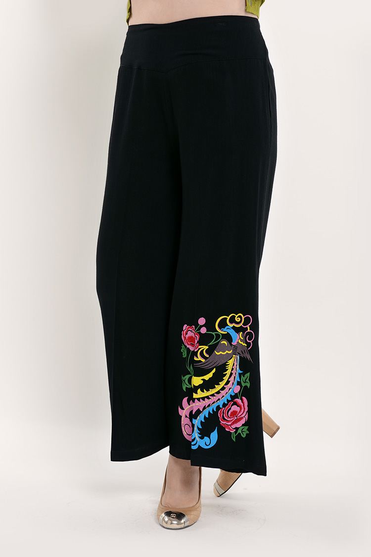 香曼2014夏装新款中老年女装民族风绣花妈妈装裤子中年休闲九分裤319