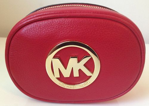 kors 迈克·柯尔 女士金属装饰真皮化妆包 红色 f【图片 价格 品牌