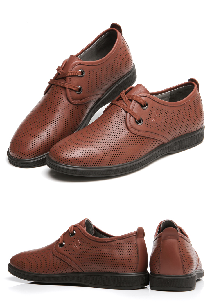 红蜻蜓 2013年新款正品头层牛皮休闲系带冲孔男凉鞋wtl34821/22 红色