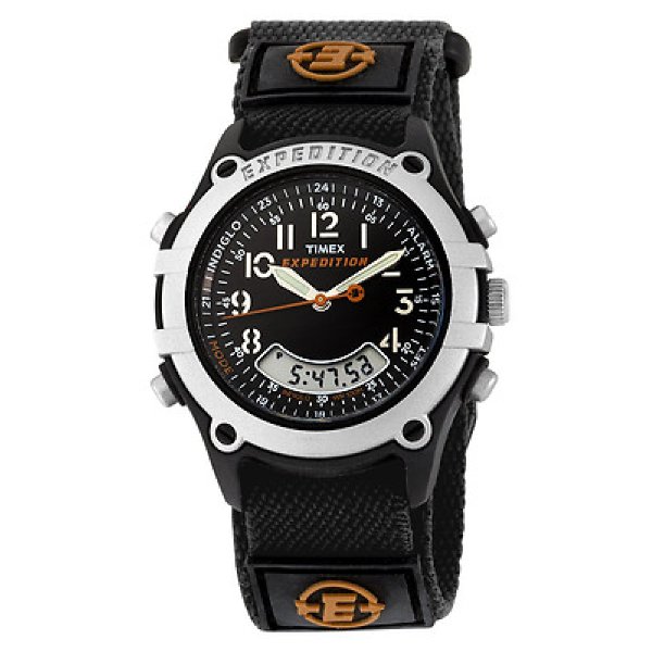 timex 天美时 男士圆形织物表带石英表 t49741 黑色