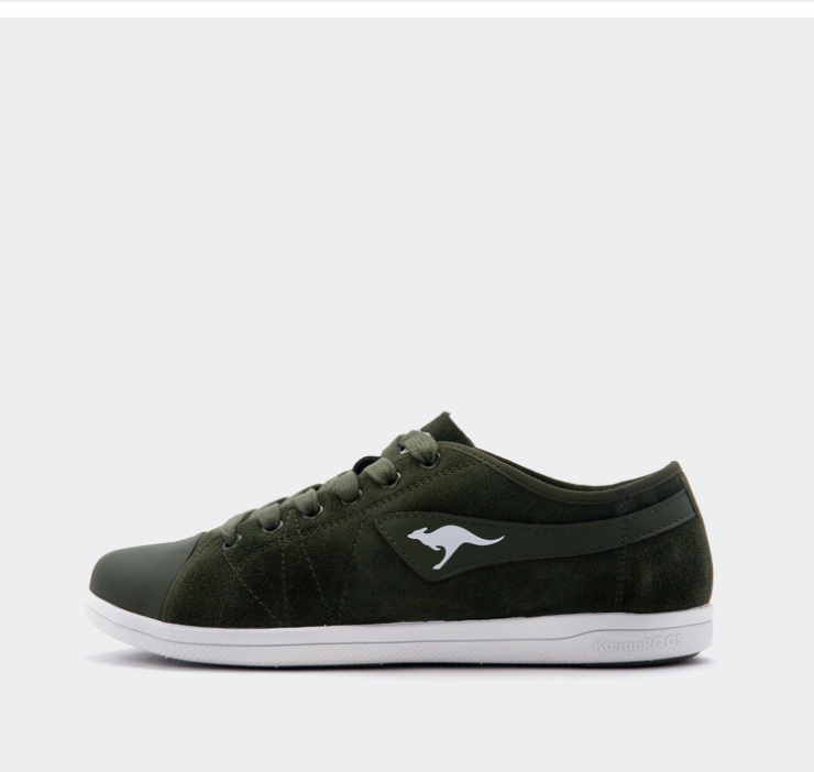 kangaroos/袋鼠正品 男士鞋子休闲头层牛皮运动鞋 生活鞋 a071(军绿)