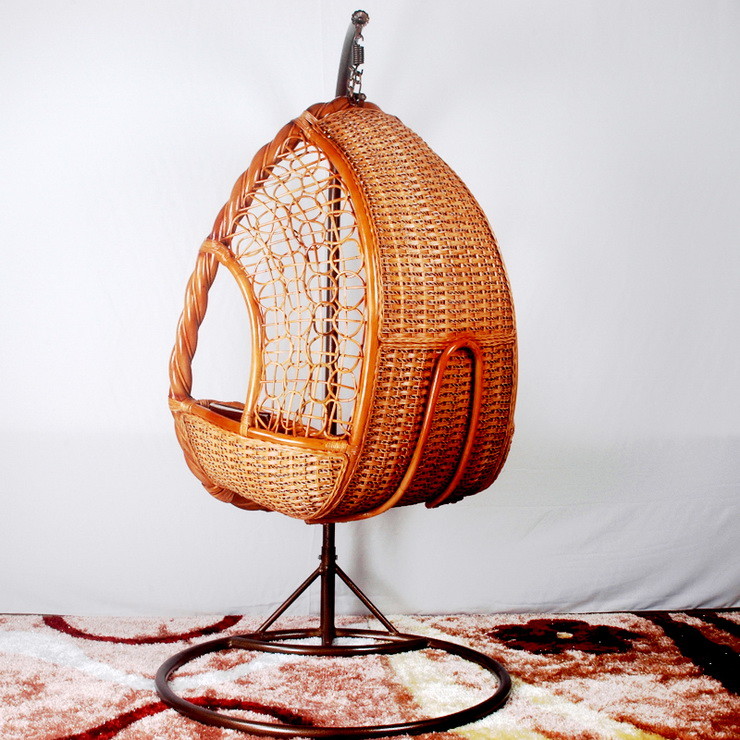绿欣轩现代简约休闲藤编吊篮0056a 巧克力色 东南亚藤吊椅 家居就旗舰
