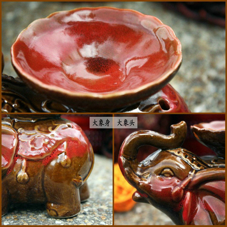 
                                        陶瓷香薰炉 蜡烛香薰灯 香炉 棕红色                